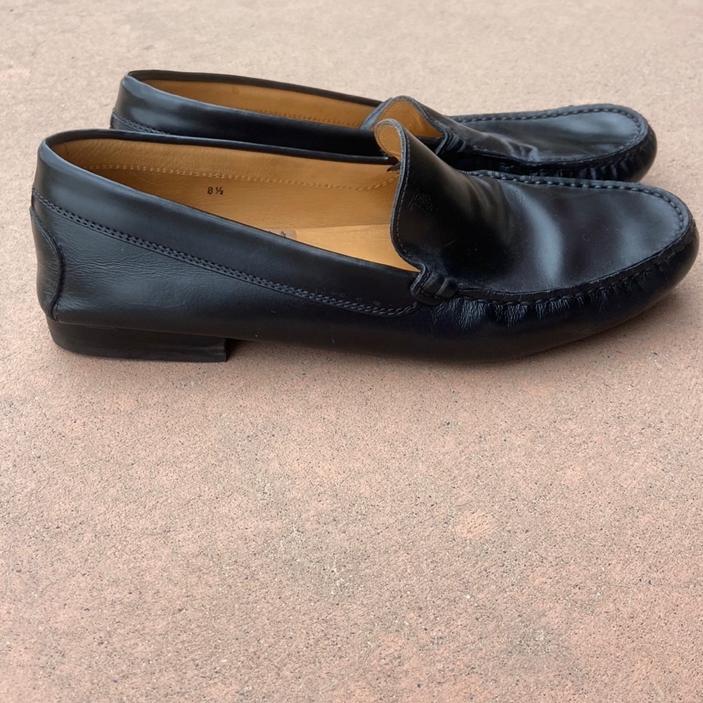 Tods 8.5 Black Leather Driving Mocassins